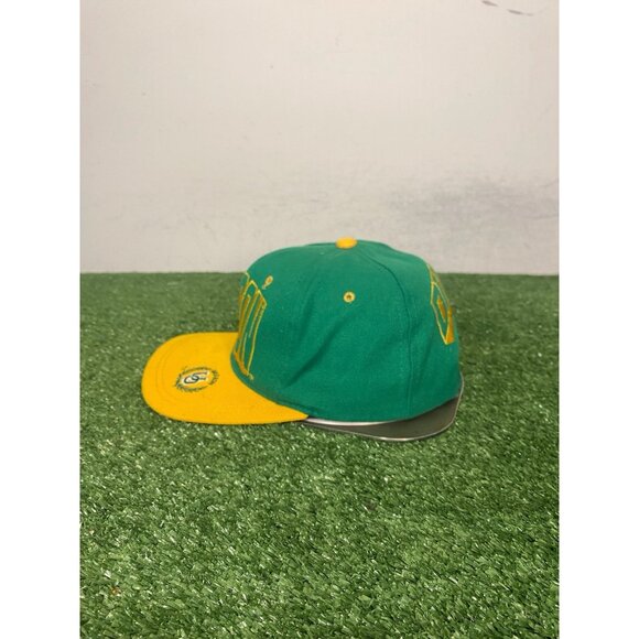 Vintage Oregon Ducks hat cap snap back green yellow bubble letter graffiti mens - Picture 4 of 9